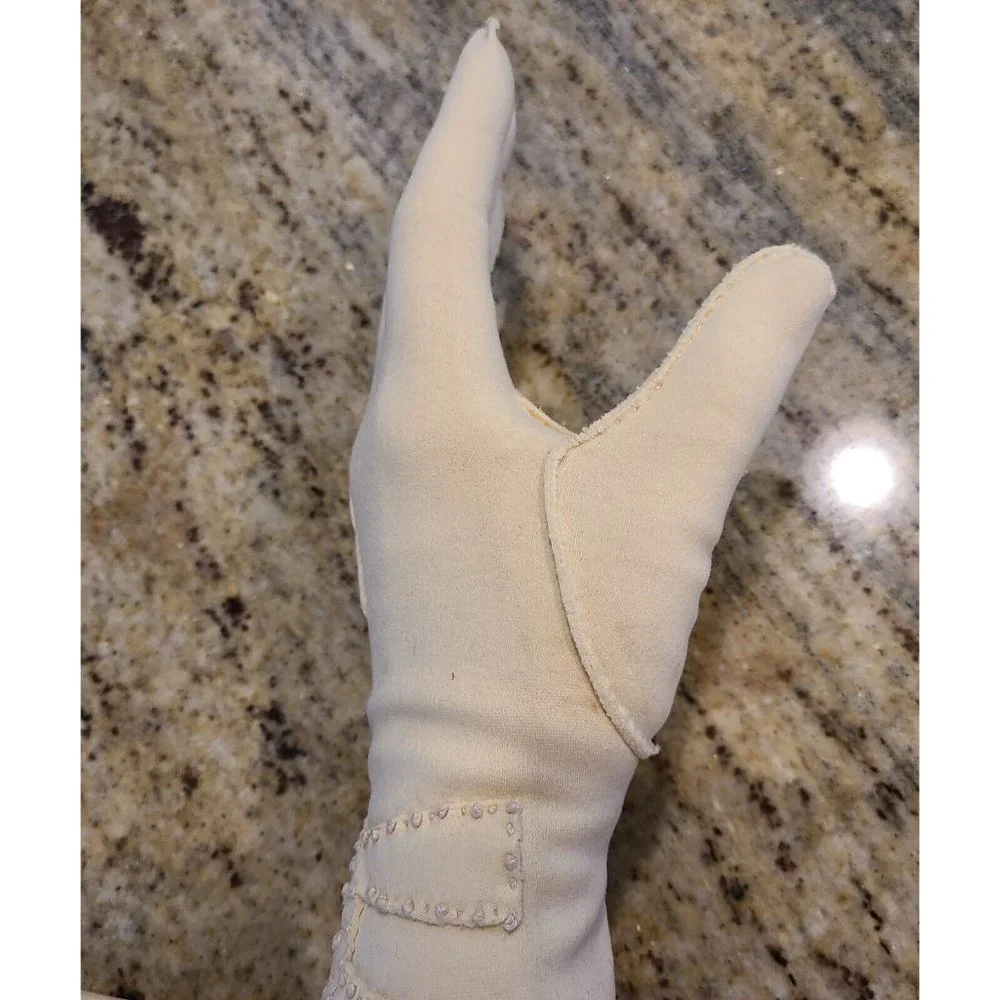Vintage Size M Yellow Stretch Formal Cotton Gloves 9